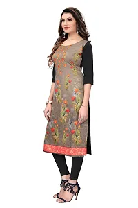 GROWMORE Women's Crepe Digital Print Straight Kurta(Pack of 2) (M, Blue  Saddle Brown)-thumb3