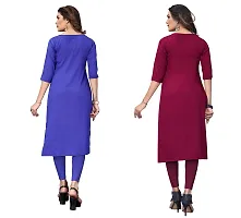 GROWMORE Women's Crepe Digital Print Straight Kurta(Pack of 2) (XL, Blue  Medium RED)-thumb1