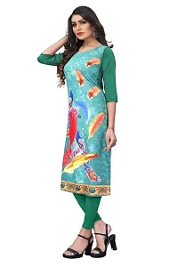 GROWMORE Women's Crepe Digital Print Straight Kurta(Pack of 2) (L, Grey  Spring Green)-thumb3