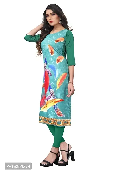 GROWMORE Women's Crepe Digital Print Straight Kurta(Pack of 2) (L, Grey  Spring Green)-thumb4