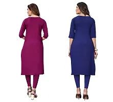 GROWMORE Women's Crepe Digital Print Straight Kurta(Pack of 2) (L, Purple  Blue VIOLOT)-thumb1