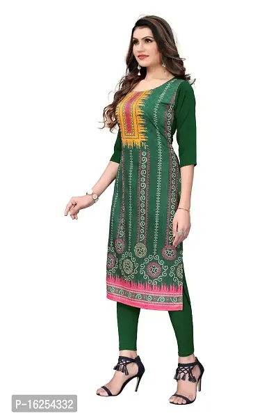 GROWMORE Women's Crepe Digital Print Straight Kurta(Pack of 2) (XL, Black  Light Green)-thumb4