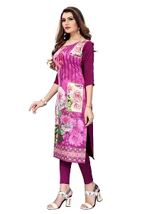 GROWMORE Women's Crepe Digital Print Straight Kurta(Pack of 2) (S, Black  Purple)-thumb3