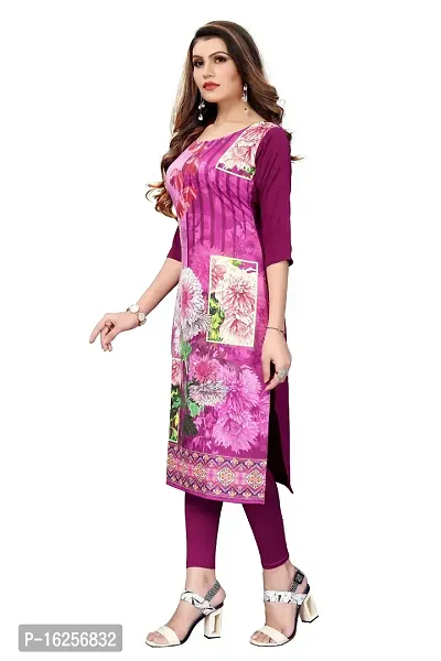 GROWMORE Women's Crepe Digital Print Straight Kurta(Pack of 2) (S, Black  Purple)-thumb4