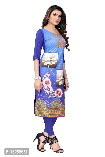 GROWMORE Women's Crepe Digital Print Straight Kurta(Pack of 2) (M, Blue  Forest Green)-thumb5