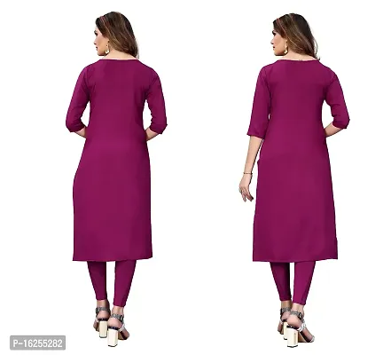 GROWMORE Women's Crepe Digital Print Straight Kurta(Pack of 2) (XL, Purple  Medium RED)-thumb2