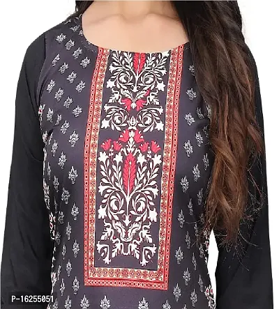 GROWMORE Women's Crepe Digital Print Straight Kurta (XXL, Black)-thumb5