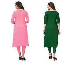 GROWMORE Women's Crepe Digital Print Straight Kurta(Pack of 2) (M, PEAC  Green)-thumb1