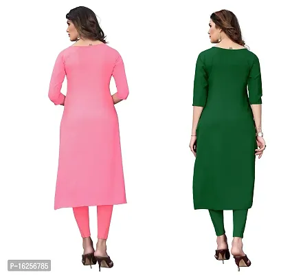 GROWMORE Women's Crepe Digital Print Straight Kurta(Pack of 2) (M, PEAC  Green)-thumb2