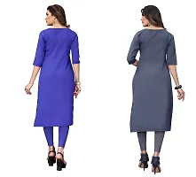 GROWMORE Women's Crepe Digital Print Straight Kurta(Pack of 2) (XL, Blue  DIP Grey)-thumb2