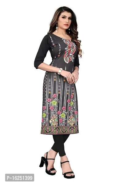 GROWMORE Women's Crepe Digital Print Straight Kurta(Pack of 2) (XL, Black  Rose Pink)-thumb3