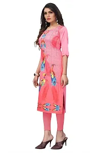 GROWMORE Women's Crepe Digital Print Straight Kurta(Pack of 2) (S, Purple  Rose Pink)-thumb3