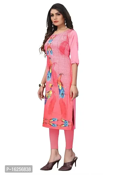 GROWMORE Women's Crepe Digital Print Straight Kurta(Pack of 2) (S, Purple  Rose Pink)-thumb4