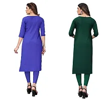 GROWMORE Women's Crepe Digital Print Straight Kurta(Pack of 2) (XXL, Blue  SEA Green)-thumb1