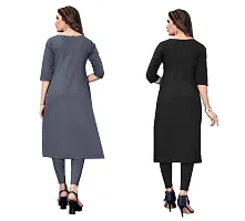 GROWMORE Women's Crepe Digital Print Straight Kurta(Pack of 2) (XXL, Grey  White Black)-thumb1