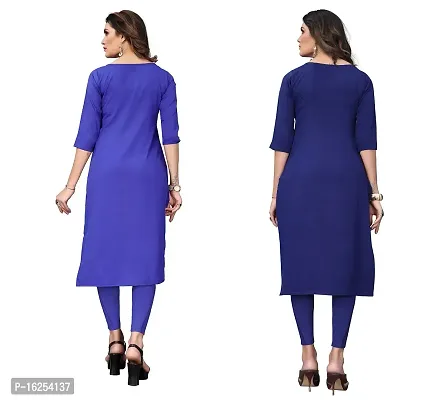 GROWMORE Women's Crepe Digital Print Straight Kurta(Pack of 2) (XL, Blue  Blue VIOLOT)-thumb2