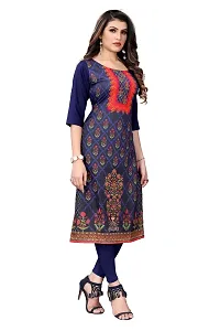 GROWMORE Women's Crepe Digital Print Straight Kurta(Pack of 2) (S, Dark BLIE  Dark Green)-thumb2