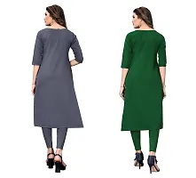 GROWMORE Women's Crepe Digital Print Straight Kurta(Pack of 2) (M, Grey Light Green)-thumb1