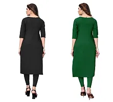 GROWMORE Women's Crepe Digital Print Straight Kurta(Pack of 2) (M, Black  Green)-thumb1