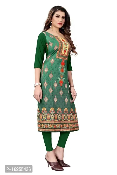 GROWMORE Women's Crepe Digital Print Straight Kurta(Pack of 2) (M, Green  Dark Blue)-thumb3