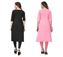 GROWMORE Women's Crepe Digital Print Straight Kurta(Pack of 2) (XL, Black  Rose Pink)-thumb1