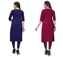 GROWMORE Women's Crepe Digital Print Straight Kurta(Pack of 2) (L, Dark Blue  Purple)-thumb1