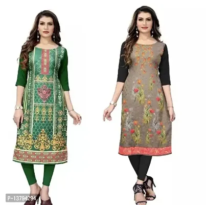 Stylish Women Crepe Kurta Pack of 2-thumb0