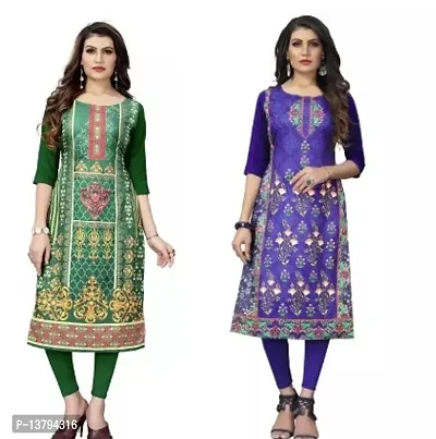 Stylish Women Crepe Kurta Pack of 2-thumb0