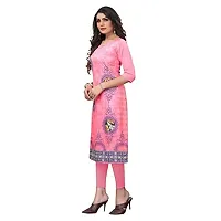 GROWMORE Women's Crepe Digital Print Straight Kurta(Pack of 2) (L, Peach  Tomato Pink)-thumb3