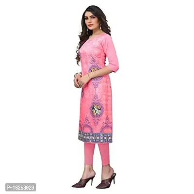 GROWMORE Women's Crepe Digital Print Straight Kurta(Pack of 2) (L, Peach  Tomato Pink)-thumb4