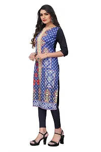 GROWMORE Women's Crepe Digital Print Straight Kurta(Pack of 2) (XXL, Black  Stee Blue)-thumb3