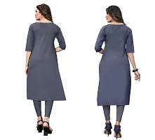 GROWMORE Women's Crepe Digital Print Straight Kurta(Pack of 2) (XXL, Grey  DIM Grey)-thumb1