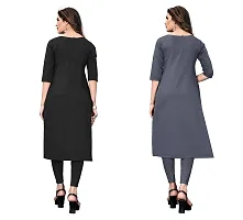 GROWMORE Women's Crepe Digital Print Straight Kurta(Pack of 2) (M, Black  Grey)-thumb1