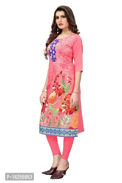 GROWMORE Women's Crepe Digital Print Straight Kurta(Pack of 2) (L, Blue  Peach)-thumb4