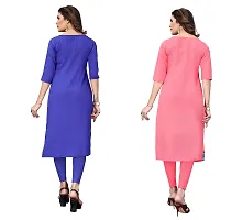 GROWMORE Women's Crepe Digital Print Straight Kurta(Pack of 2) (L, Blue  Peach)-thumb1