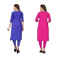 GROWMORE Women's Crepe Digital Print Straight Kurta(Pack of 2) (XXL, Blue  HOT Pink)-thumb1