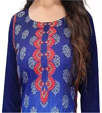 GROWMORE Women's Crepe Digital Print Straight Kurta (M, Dark Blue)-thumb4