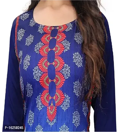 GROWMORE Women's Crepe Digital Print Straight Kurta (M, Dark Blue)-thumb5