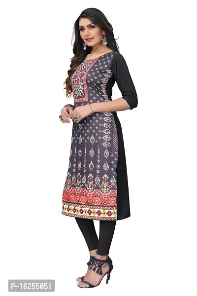 GROWMORE Women's Crepe Digital Print Straight Kurta (XXL, Black)-thumb3