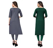 GROWMORE Women's Crepe Digital Print Straight Kurta(Pack of 2) (XL, Grey  SEA Green)-thumb1