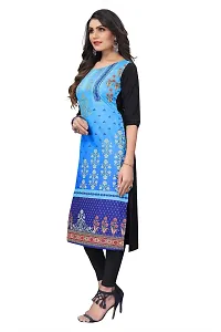 GROWMORE Women's Crepe Digital Print Straight Kurta (XXL, Light Blue)-thumb3