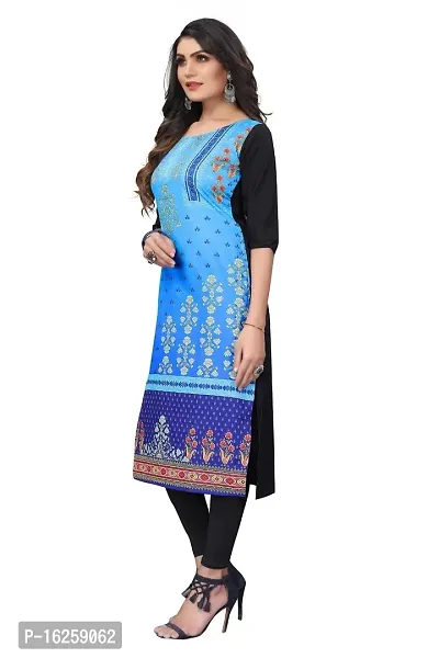 GROWMORE Women's Crepe Digital Print Straight Kurta (XXL, Light Blue)-thumb4