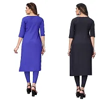 GROWMORE Women's Crepe Digital Print Straight Kurta(Pack of 2) (L, Blue  Stee Blue)-thumb1