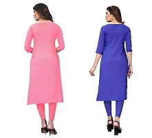 GROWMORE Women's Crepe Digital Print Straight Kurta(Pack of 2) (XXL, Peach  Royal Blue)-thumb1