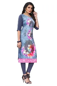 GROWMORE Women's Crepe Digital Print Straight Kurta (XXL, Grey)-thumb2