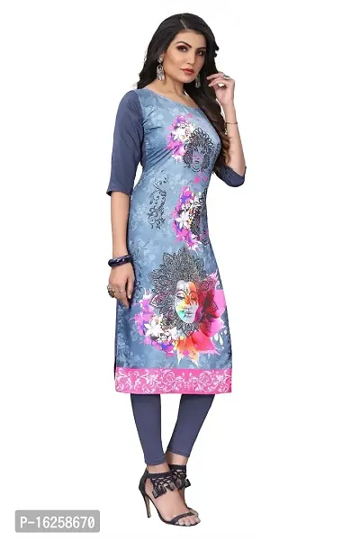 GROWMORE Women's Crepe Digital Print Straight Kurta (XXL, Grey)-thumb3