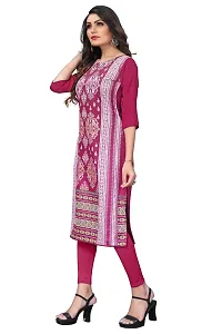 GROWMORE Women's Crepe Digital Print Straight Kurta(Pack of 2) (M, Blue  DEEP Pink)-thumb3