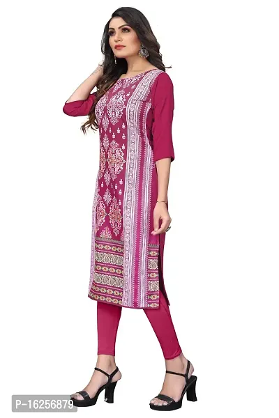 GROWMORE Women's Crepe Digital Print Straight Kurta(Pack of 2) (M, Blue  DEEP Pink)-thumb4