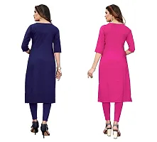 GROWMORE Women's Crepe Digital Print Straight Kurta(Pack of 2) (XL, Dark Blue  Pink)-thumb1