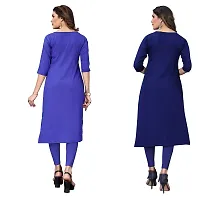 GROWMORE Women's Crepe Digital Print Straight Kurta(Pack of 2) (L, Blue  Navy Blue)-thumb1